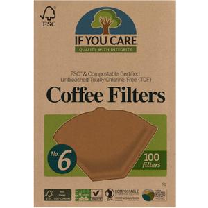 If You Care Unbleached Coffee Filters, #6 - 100 Count (Pack of 1)  Cone Shaped, All Natural, Biodegradable, Compostable, Chlorine Free