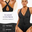 SHAPELLX Women One Piece Swimsuits Tummy Control Bathing Suits Push Up Slimming Swimwear with Built-in Bra V Neck (Black, XXXL)