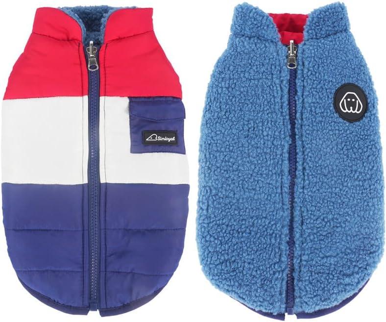 Warm Dog Coat Reversible Dogs Jaket for Small Medium Large Dog Puppy Winter Size XS (XS-Chest(14.96"), Navy)