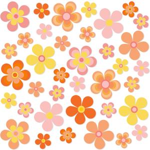 Faccito 45 Pcs Boho Daisy Cutouts Groovy Daisy Flower Bulletin Board Cutouts Hippie Daisy Party Decorations for Classroom Preschool Retro Groovy Theme Birthday Party Favors Supplies