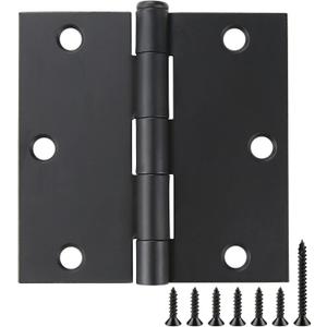JIW 30 Pack Matte Black 3.5 Inch Square Radius Door Hinges