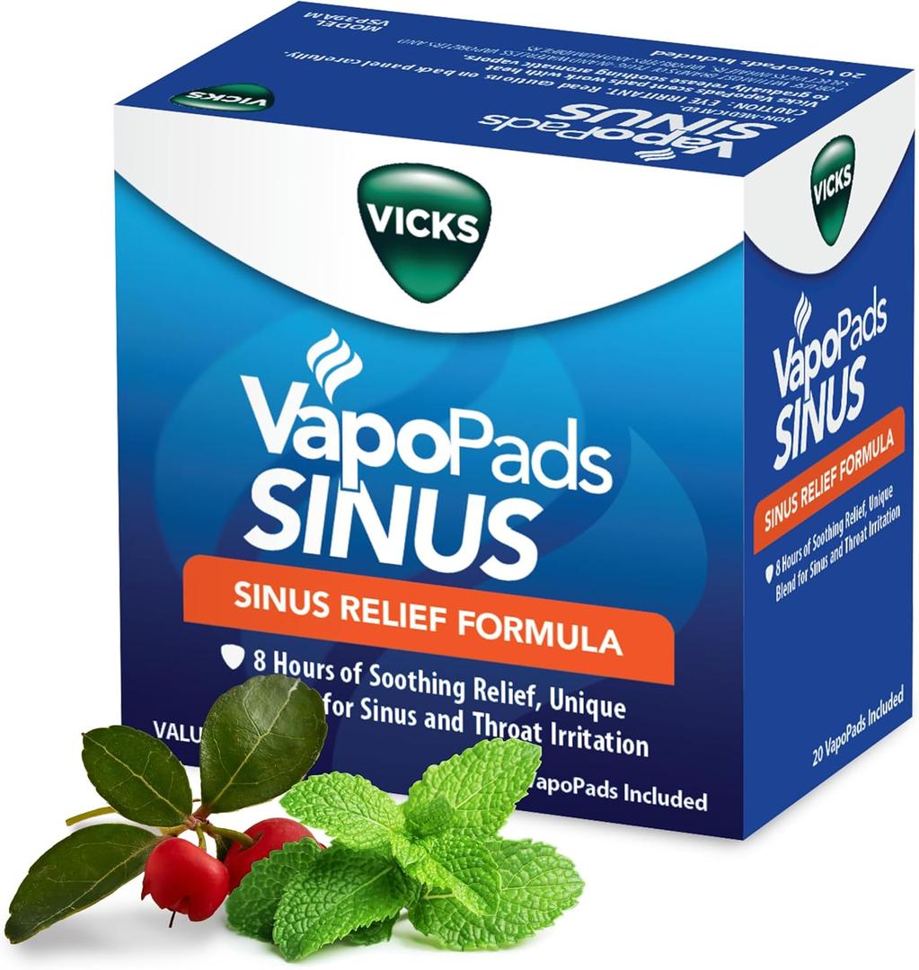 Vicks VapoPads Sinus Relief Formula Value Pack for Sinus and Throat Irritation, 20 Count Refill Scent Pads, Vapor Pads for Vicks Humidifiers, Vaporizers and Steam Inhaler, FSA and HSA Eligible