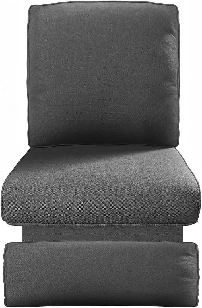 Outdoor Recliner Replacement Cushion Waterproof,Wicker Reclining Patio Chair Cushions with Footrest, Olefin Recliners Deepseat Chairs Pad UV Resistant,Cushions Only (Dark Gray, 23.82*27.95*5.5")
