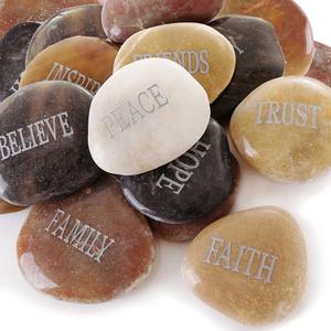 12PCS DIY Rocks for Engraved Inspirational Polished Garden Stones, Natural Encouragement Personalized Healing Decor River Stone - Unique Gift for Friends Arts Crafts (12 Different Words) (Colorful) (Large)