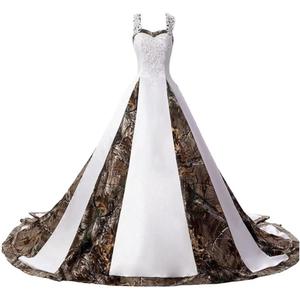 ZVOCY Women's Camouflage Wedding Dresses for Bride Satin Camo Long Formal Gown for Wedding White (12)