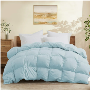 Joysoul Queen Size Down Comforter  All Season Ultra Soft Goose Down & Feather Fiber Fill, Luxury Hotel Blue Duvet Insert with Corner Tabs (88" X 88")
