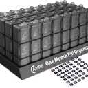 CAidRE Monthly Pill Organizer 3 Times A Day, One Month Pill Box Organizer Morning-Noon-Night, 31 Day Pill Organizer with 32 Daily Compartments for Fish Oil, Vitamins, Supplements and Medications,Black