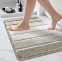 COSY HOMEER Bathroom Rugs 24"x17", Ultra Soft Absorbent Bath Mat with Non-Slip TPR Backing, Machine Washable Shaggy Rug for Bathroom Floor, Beige