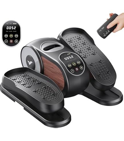 FITKS360 Under Desk Elliptical & Mini Exercise Bike - Seated Electric Leg Exerciser Under Table Oval Electric - Seniors Sit Exerciser Full Assembled Pedal with Remote Control