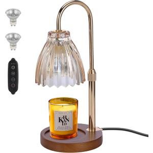 Candle Warmer Lamp with Timer Dimmer,Height Adjustable No Flame Candles Warming Light,Birthday Gifts for Women,New Home Room Decor,Wax Melt Warmer for Scented Jar Candles(2 * 50W Bulb) (1 Pack-F)