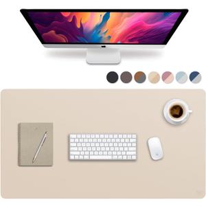 Vine Creations Leather Desk Mat Large 44" x 22", Desk Protector Mat, PU Leather Desk Pad, Large Mouse Pad Desk Blotter, Desk Pads on Top of Desks, Desk Matt for desktop Office Desk Mat (Beige/Apricot)