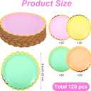 120 Pcs 9 Inch Neon Paper Plates, Disposable Round Colorful Party Plates, Vibrant Yellow Orange Pink Green for Christmas New Year Bachelorette Birthday Glow Party Decorations