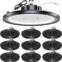 UFO High Bay Light 200W 5000K 30000LM 150LM/W (Eqv.800W Mh/Hps/Hid) Including Safe Rope and Plug 5ft Cable Shop Lights for Garage led Super Bright, Easy Install High Bay Lights 10Pack