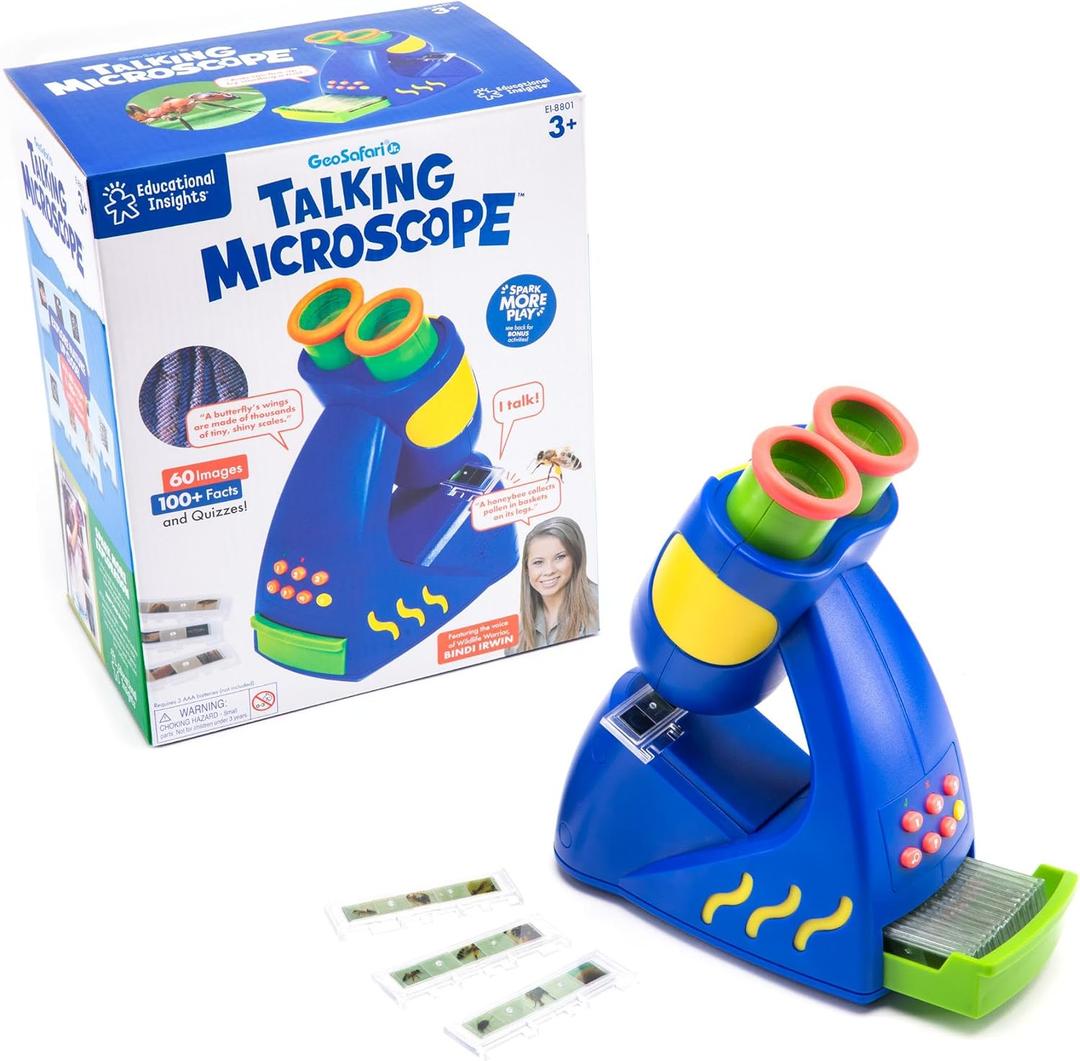 Educational Insights GeoSafari Talking Microscope - Kids Microscope Toy Featuring Bindi Irwin, Interactive STEM Toys and Science Kits for Kids 3-5, Preschool Science for Toddlers