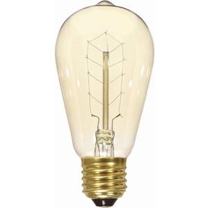 Satco S2414 40 Watt 165 Lumens ST19 Incandescent Medium Base Soft White 2700K Vintage Hairpin Coil Design Light Bulb, Dimmable