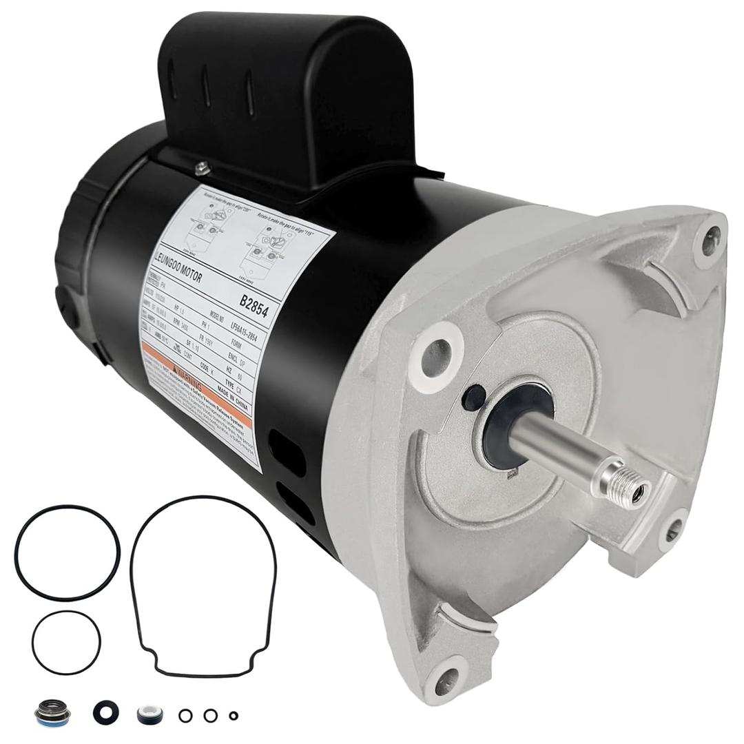 B2854 1-1/2HP, Replaces Century/AO Smith Pool Pump Motors,1.5HP,115/230V, 3450 RPM, 8.0/16.0Amps, 56Y Frame 1.1Service Factor,PSC,F56AA40A01,Include Replace Parts, Square Flange ODP Enclosure Leungoo