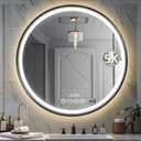 Msrorriw 24 Inch Wall-Mounted Round Bathroom Mirror with LED-Lights - Frame Vanity Mirrors (24" x 24", Black)