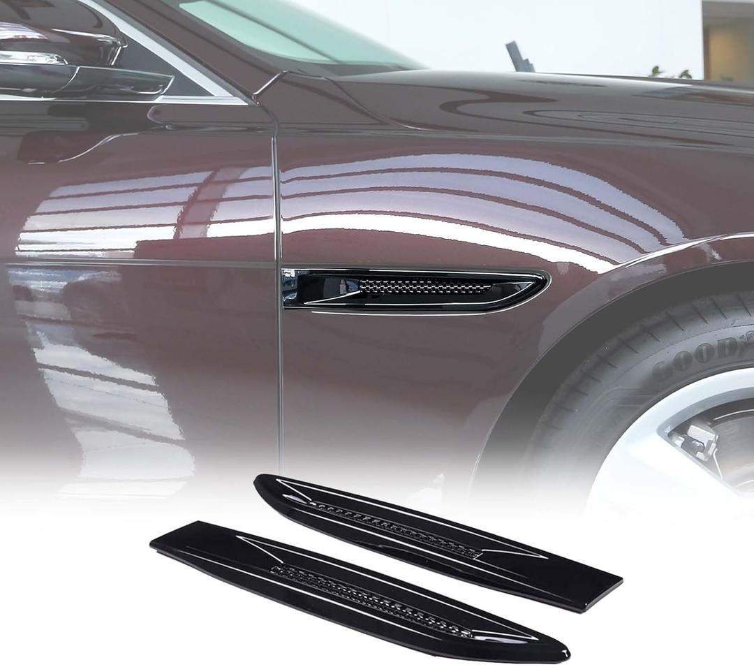 Daeiclru Side Fender Air Vent Outlet Cover Trim Fit for Jaguar XF XFL F-Pace X761 2016-2020/ Jaguar XE XEL 2015-2021, ABS Side Vent Trim Exterior Accessories (Glossy Black)