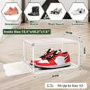 12 Pack Drop Front Acrylic Shoe Boxes with Magnetic Door Fit US Size 12, Clear Stackable Shoe Organizer for Closet, Entryway, Underbed, Multiple Display Cases for Hats, Figures, Sneakers