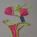 TASHEHE Women's Triangle Thong Bikini Set Sexy String Brazillian Two Piece Swimsuit Cute Bikini Bathing Suit (Pink), Small