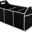 Car Trunk Organizer, Portable Foldable Waterproof Auto Storage Bag with 3 Compartments, Collapsible Cargo Trunk Groceries Organizer, Car Accessories Universal for SUV, Truck, Van, Sedan (Black2)