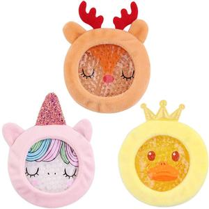 Hilph Kids Ice Packs for Boo Boos, Reusable Gel Cold Packs for Toddlers Injuries, 3 Pcs Hot & Cold Compress with Cute Plush Sleeves for Pain Relief, Fever, Wisdom Teeth, First Aid, Bumps (Unicorn)