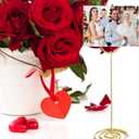 24 Pack 8.86 Inch Table Number Holder Wire Photo Holder Picture Name Menu Clips Memo Note Cards Stand for Wedding Reception Anniversary Birthday Centerpieces(Gold)
