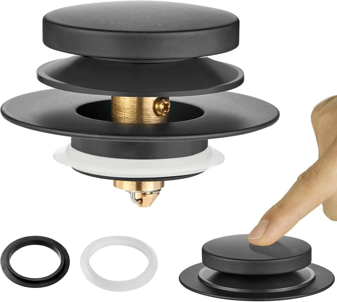 Universal Bathtub Stopper, Pop Up Bath Tub Drain Stoppers, EZ Install Bathtub Drain Replacement Trim Kit, Replaces Lift and Turn, Tip-Toe and Trip Lever Drains for Tub(Black)