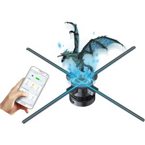 Missyou 3DHologramFan,80CM 3DHologramFan Projector with 928 PCS HD LED Beads -Holographic Video Advertising for Business Signs,Christmas,Halloween 31.5"( APP+Bluetooth+Remote+WIFI)