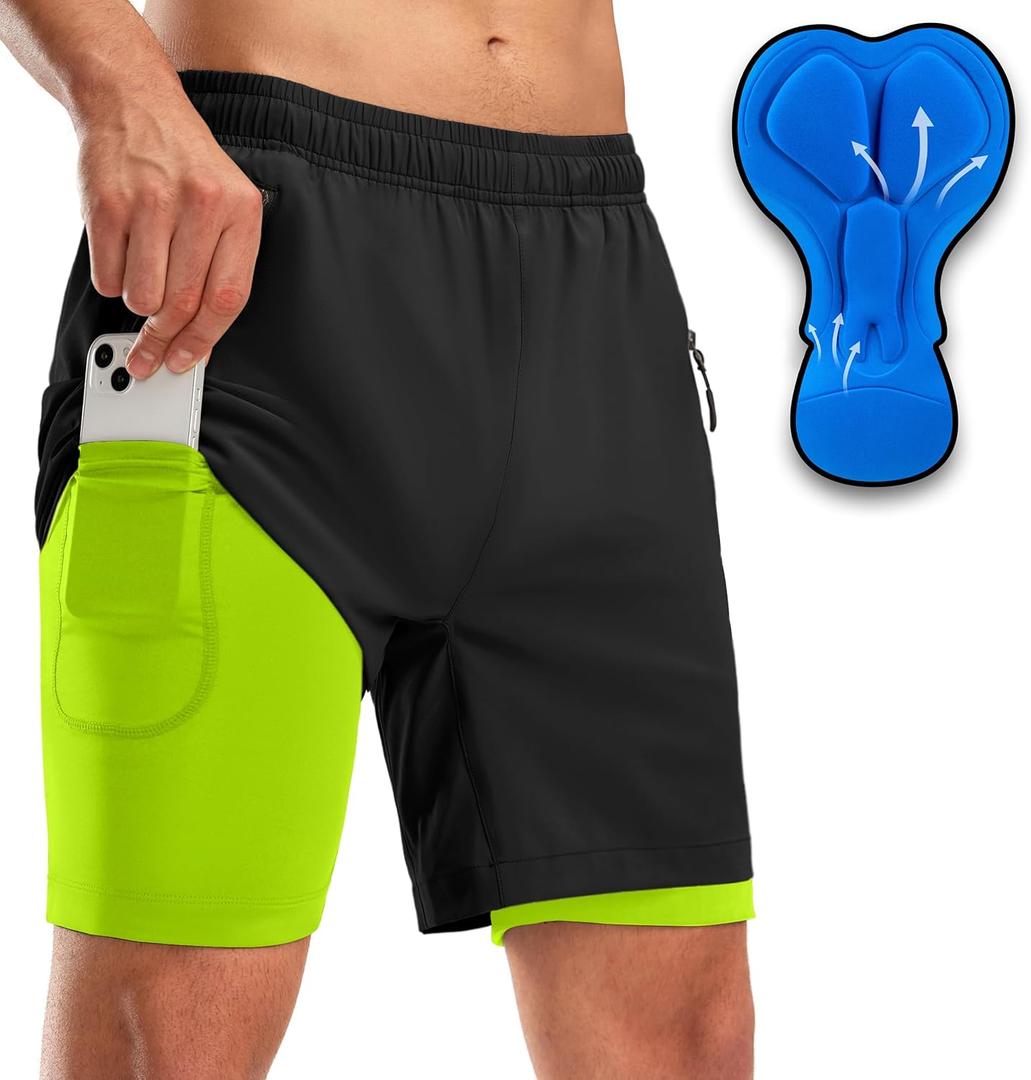 Bikewa Men's Mountain Bike Shorts 3D Padded Loose-fit Riding Biking Cycling Bicycle Biker Shorts for Men Zipper Pockets L