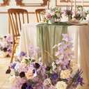 Ling's Moment 14Ft Sage Green Chiffon Like Table Runner with Silver Sparkle Light Green Sheer Table Runner for Wedding Rustic Boho Wedding Party Bridal Shower Decorations Birthday Campsite Green