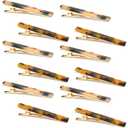 Cobahom Leopard Print and Tortoise Shell Hair Clips - 12 Pack Metal Duck Teeth Pins for Styling, 2.36 Inch
