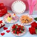 Hushee 6 Pcs Valentines Dessert Plate 6 Inch Round Heart Ceramic Plates Valentine Salad Dishes for Valentines Party Wedding Party Kitchen Food (Cute)