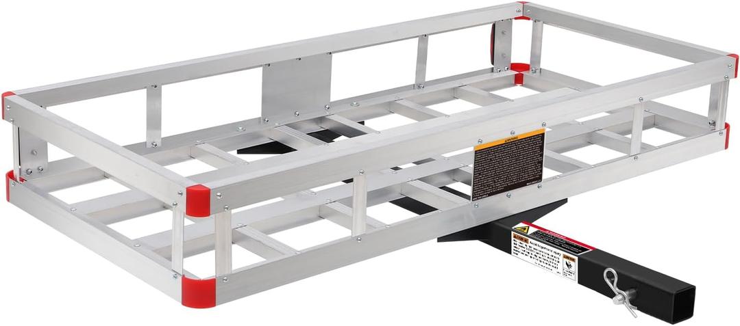 MaxxHaul 70108 Aluminum Cargo Carrier With High Side Rails- Trailer Hitch Mount For RV's, Trucks, SUV's, Vans, Cars With 2" Hitch Receiver - 500-lb Load Capacity, Grey, 49" x 22.5"