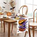 Halloween Pumpkin Spooky Table Runner Witch Hat Spider Webs Burlap Table Runners, Autumn Seasonal Coffee Table Center Decor for Home Kitchen Dining Party Indoor Outdoor 13x90 Inch