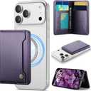 Vinich for MagSafe Wallet Magnetic RFID Blocking Card Holder Compatible with MagSafe Phones and Cases, Strong Magnet Minimalist Phone Wallet for iPhone 17/16/15/14/13/12/ Pro/Max/Plus, Purple