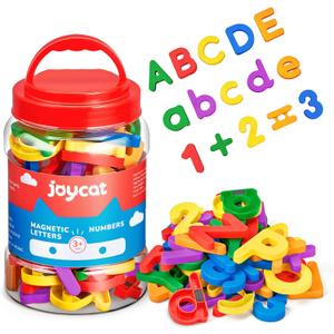 JoyCat 104 Pieces Magnetic Letters Numbers Alphabet Fridge Magnets ABC 123 Preschool Educational Learning Plastic Colorful Toy Set Uppercase Lowercase Math Symbols for Toddlers Kids 3+