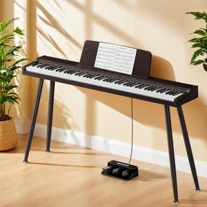 Digital Piano Keyboard for Beginners,Full Size 88 Key Semi-Weighted Keyboard Electric Piano with Stand,Power Adapter,Sheet Music Stand,Pedal,Headphone,USB-MIDI Compatibility,Wood Black