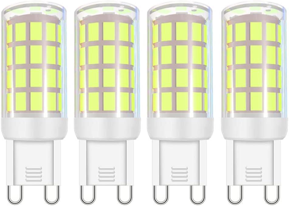 G9 LED Light Bulb G9 Bi-pin Base Chandelier Lighting JCD G9 120Volt Home Lighting 4W(40W Halogen Equivalent)400LM for table lamp,wall sconce,ceilingfan replacement,4-Pack(Daylight White 6000K)