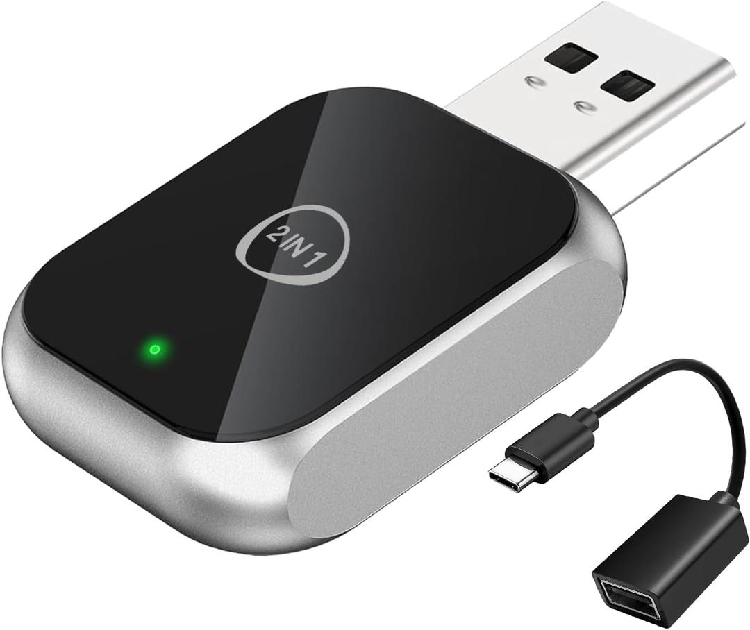 Android Auto Wireless Adapter Carplay - 2 in 1 Wireless Android Auto Car Adapter & Car Play, Stable Control No Delay [2025 Upgraded] Silver