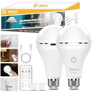 MagixPro Remote Rechargeable Light Bulbs, USB & Socket Charging, 1800mAh Battery, Dimmable LED Bulb for Hardwired & Non-wired Lamps Sconces, Touch + Remote Control, Wall Switch Compatible, 2 Pack