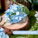 2 Pack Flower Garland, 6.6 FT Artificial Floral Vine with Burlap Rope, White and Blue Hanging Flower Garland for Blue Party, Baby Shower, Wedding, Bridal Shower, Wall Backdrop