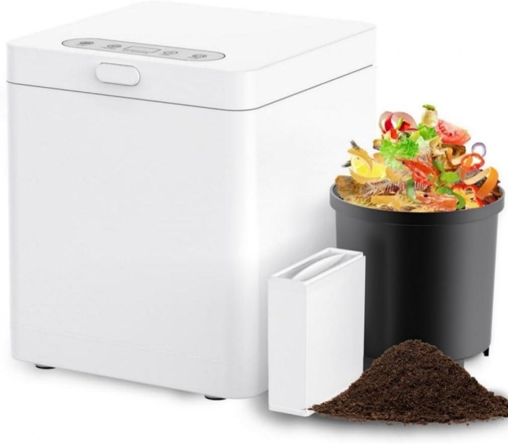 3L Compact Electric Composter for Kitchen, Odorless Smart Compost Bin, Self-Cleaning & Digital Display - Fast 4-6H Food Waste to Fertilizer Conversion for Outdoor Use (Beige-01)