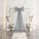 2 x Zeyune Giant Mesh Bow Wedding Decoration Extra Large Bow Coquette Room Decor Hanging Backdrop for Wedding Door Arch Birthday Baby Shower Bachelorette(Silver,55.12 x 25.59 Inch)