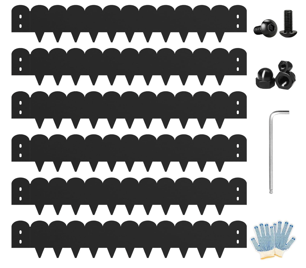 Steel Landscape Edging 20FT Kit – Metal Garden Edging with Scalloped Design, 8 Inch Galvanized Lawn Edging for Flower Bed Borders & Garden Border Edging