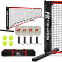 Pickleball Set with Net for Driveway, Portable Regulation Size Pickleball Net System with Paddle Set of 4, Outdoor Pickleballs, Carry Bag, Weather Resistant Metal Frame