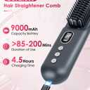LAMA Cordless Hair Straightener Brush - Portable Hair Brush - 20s Fast Heating - 130 Million Plasma for Frizz-Free Shine, 90000mAh Mini Hair Straightener Comb for Women Travel, LED Display Hot Comb,GY
