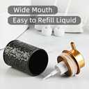 Elegant Foaming Soap Dispenser, Designed with Flower-Shaped Emboss, Ceramic Gold Hand Soap Dispenser for Bathroom (Black)