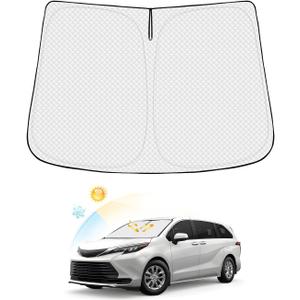 Windshield Sun Shade for Toyota Sienna 2021-2025 2026 Accessories Thicken 6-Layer Front Window Sunshade Cover Sun Visor Protector Foldable Block UV Rays Keep Vehicle Cool