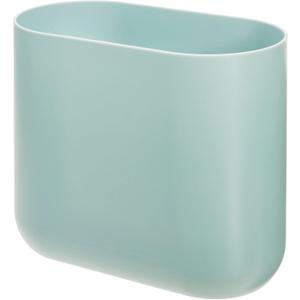 iDesign Small Slim Plastic Bathroom Garbage Can, Garbage Can for Bedroom, Office, Desk, Dorm, Blue (Soft Aqua)